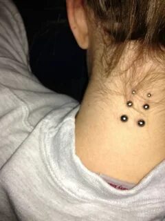 Nape. Jacobs ladder Piercings, Behind ear tattoo, Ear tattoo