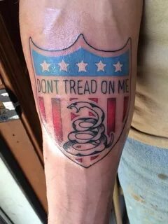 Don't tread on me tattoo Done by Cameron Mills Sandston Va G