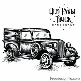 Old Farm Truck hand drawn vector free download