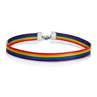 Men Women Pride Rainbow Choker Necklace Lace Ribbon Collar P