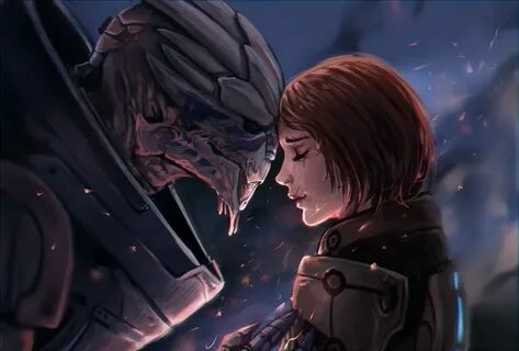 ME art,фэндомы,ME персонажи,Femshep,Commander Shepard,Garrus