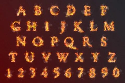 Fire letters and numbers. Burning flame font Behance