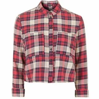 Topshop 'Chloe' Crop Plaid Shirt Cotton plaid shirt, Checked
