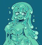 Safebooru - 1girl artist name blue background blush breasts 