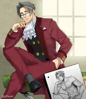 Phoenix draws Edgeworth by GLFlayART on DeviantArt