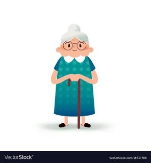 Old Lady With Cane Cartoon