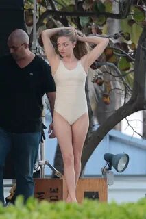 AMANDA SEYFRIED in Swimsuit on the Set of a Photoshoot in Mi