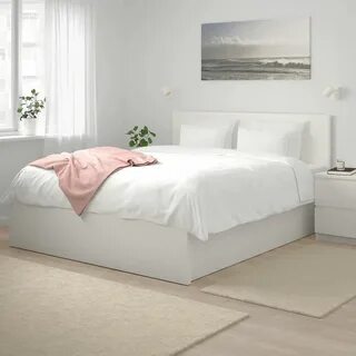 MALM Storage bed, white, Queen - IKEA White bed frame, Ikea 