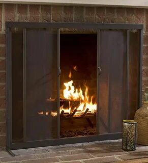 Fire Screen with Sliding Doors, 44"x 33" PlowHearth Fireplac