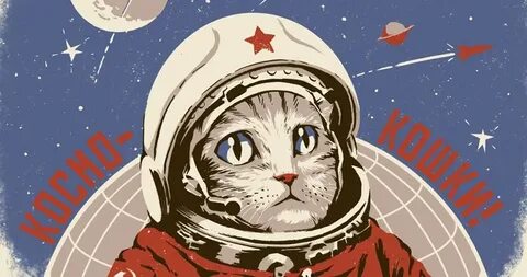 Soviet Spacecat on Threadless Space cat, Cat painting, Sci f