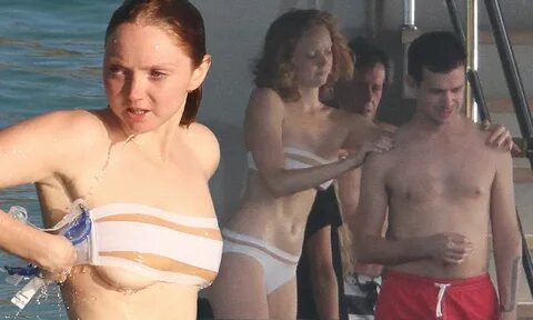 Lily Cole almost reveals too much after losing her bikini to