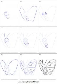 How to Draw Butterfree from Pokemon Printable Drawing Sheet 