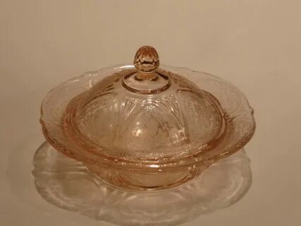Pink Royal Lace Butter Dish with Lid Depression Glass Antiqu