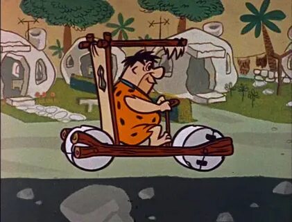 Classic cartoon characters, Flintstone cartoon, Animated car
