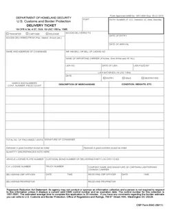 CBP Form 6043 - Delivery Ticket Free Download