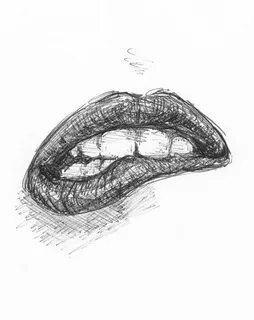 biting-lip-drawing Cool pictures to draw, Pictures to draw, 