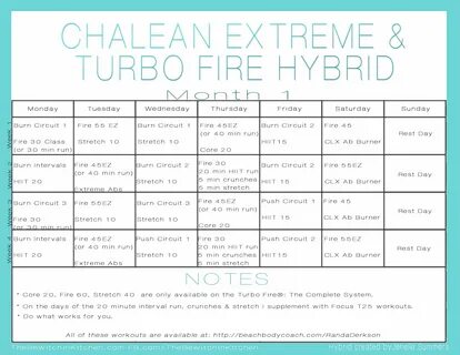 Turbo Fire ChaLEAN Extreme Hybrid Schedule Jenelle Summers C