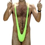 Borat Style Lime Green Mankini Swimsuit Fancy Dress Up Stag 