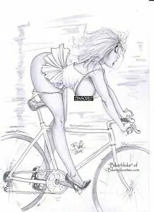 Дженни на велосипеде-оригинальная pin-up картина байкер (ака