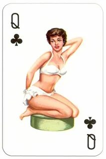 Modern Wide Linen Swap Playing Card Beautiful Lady in a Gold