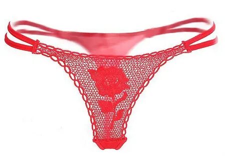 Panties Briefs Lace Underwear Red Rose Flower G-string Thong