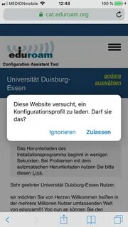 Kurzanleitung: Konfiguration von eduroam auf iPhone / iPad