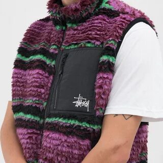 Жилет Stussy Striped Sherpa Vest FW22 купить в интернет мага