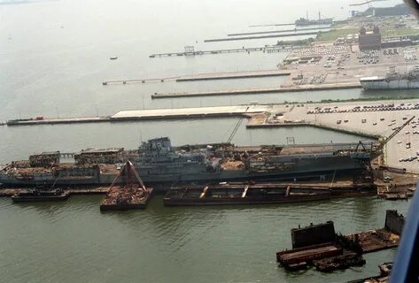 An aerial starboard side view of the aircraft carrier CORAL 