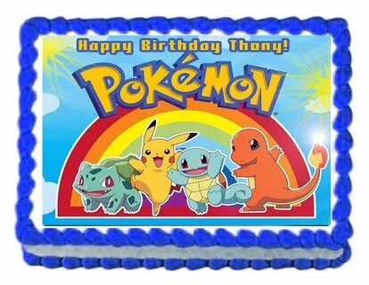 Pikachu Pokemon Birthday Party Edible Cake Topper 1/4 sheet 