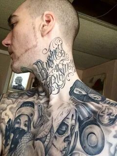 Neck tattoo for guys, Gangster tattoos, Chest piece tattoos