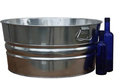 17 Gallon Galvanized Steel Wash Tub Planter Bucket Outlet
