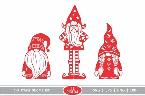 Christmas Gnomes Set of 3 Gnome Design Eps Dxf Svg Etsy