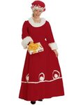 Mrs. Santa Costume Claus Long Red Velvet Dress Adult Christm