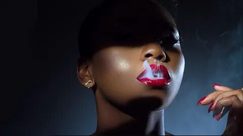 Download Wallpaper girl smoke lips portrait red lipstick, 28