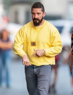 Shia LaBeouf Wears a Tiny Clown Painting Around His Neck as 