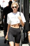 elsa hosk spotted in a cropped top and bikers shorts as she 