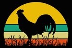 Chicken Retro Sunset Rooster Clipart Graphic by SunandMoon -