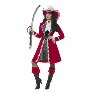 Ladies Deluxe Authentic Lady Captain Costume Pirate Hook Wom