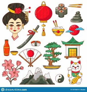 Set Of Japanese National Symbols Vectors Stock Vector Illustration Of free images...