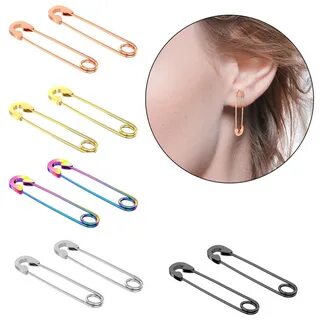 1 Pair Creative Paperclip Pin Earring Stainless Steel Pierci