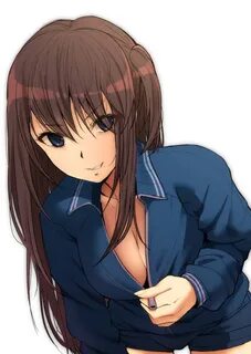 Safebooru - 1girl breasts brown hair cleavage dangorou (yush