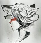 She wolf Wolf tattoo, Art, Humanoid sketch