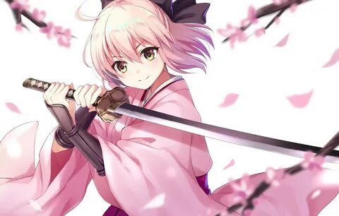 Обои girl, sword, pink, anime, katana, sakura, ken, blade, b