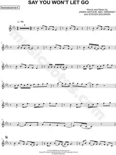 James Arthur "Say You Won't Let Go - C Instrument" Sheet Mus