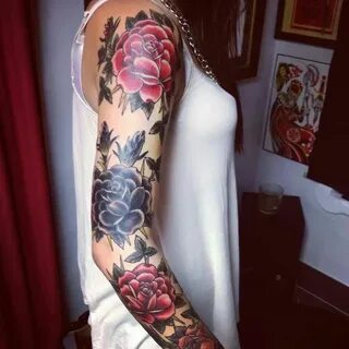 Rose sleeve Floral tattoo sleeve, Rose tattoo sleeve, Sleeve