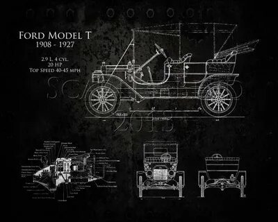 Model T Ford blueprint art print - 16 x 20 print via Etsy Bl