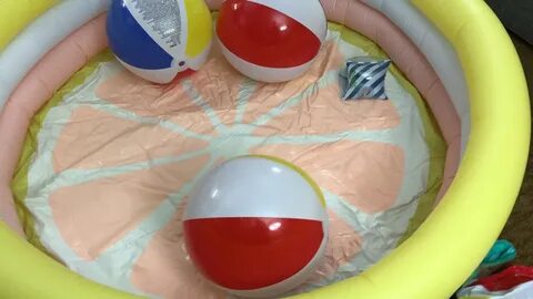 Intex beach ball pop! Inflatable pool popping adventure PART