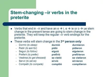 Stem Changing Verbs Preterite Worksheet Verbs Worksheet