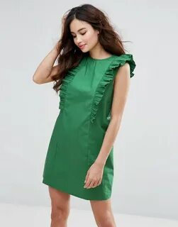 Fashion Union High Neck Dress With Frills - ShopperBoard