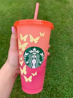 Personalized Starbucks cup Summer Cup Sunflower Butterfly Co